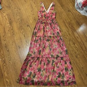 Show Me Your MuMu Pink Tiered Ruffled Maxi Dress sleeveless small lined floral
